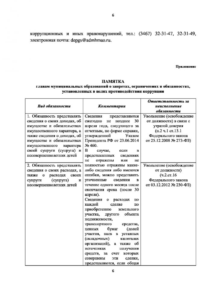  Памятка вновь избранному главе муниципального образования Ханты-Мансийского автономного округа – Югры
